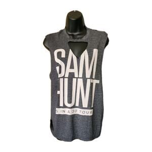 SAM HUNT 15 IN A 30 TOUR TANK TOP SHIRT Small Cut Off Sleeves Cut Out /Altered